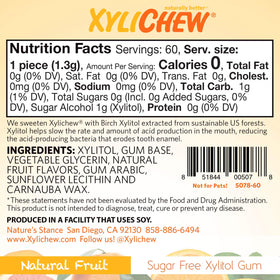 Xylichew fruit flavor gum 60-count pack on shelf.