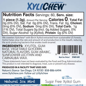 Xylichew Gluten-free vegan symbol, no titanium dioxide in the formula.