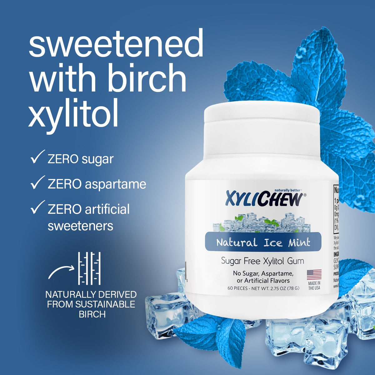 Xylichew Ice Mint four-pack, convenient sugar-free gum for on-the-go refreshment.