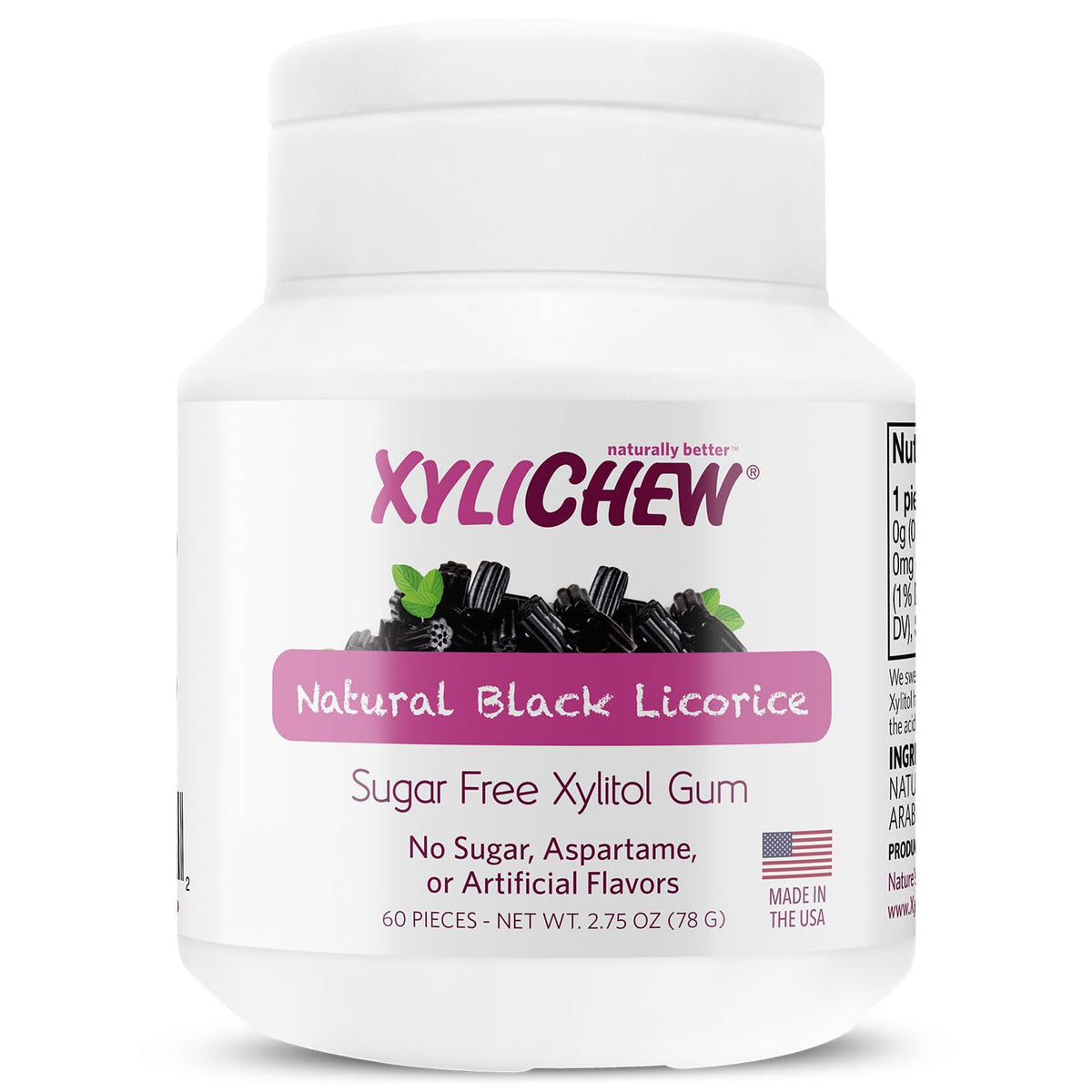 Xylichew licorice gum packaging highlights a sugar-free, gluten-free option for daily fresh breath