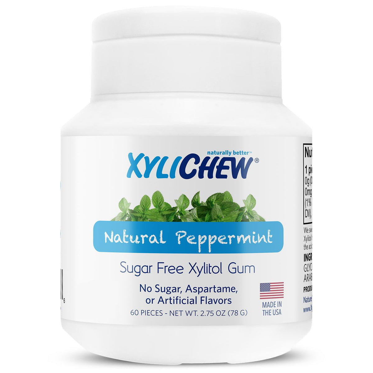 Xylichew peppermint gum pack shot showing refreshing breath potential