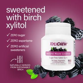 Xylichew xylitol birch sweetener image emphasizes non-GMO, responsibly sourced ingredients
