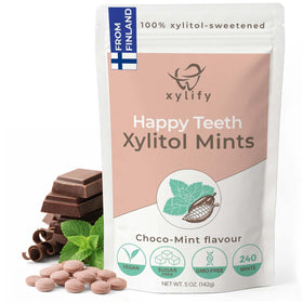 Xylify Happy Teeth choco-mint mints pack for after-meal freshness