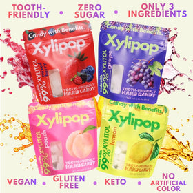 Xylipop fruity flavor varieties display bright colors appealing to kids
