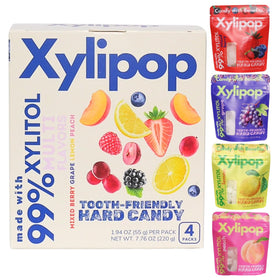 Xylipop Variety 4 Pack packaging shows a kid-friendly design for on-the-go snacking