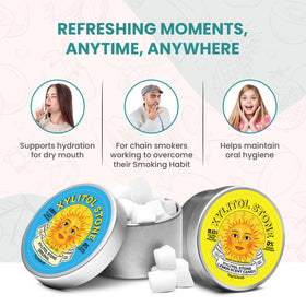 Xylitol Stone packaging tin highlights elegant design for gifting or personal use.
