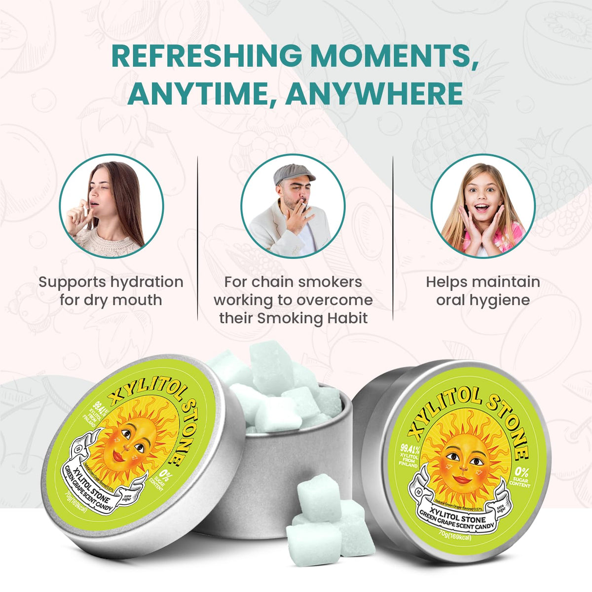 XYLITOL STONE vegan, keto-friendly candy packaging.