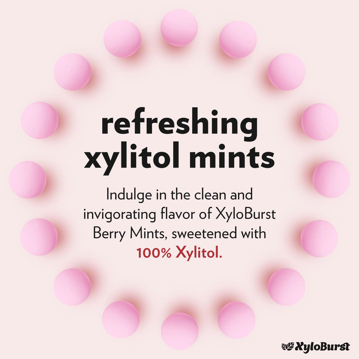 Xyloburst Berry mints bag open with resealable packaging for on-the-go use.