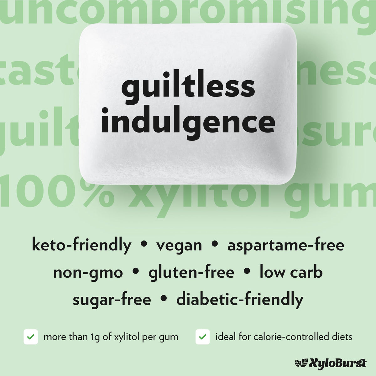 XyloBurst fresh breath visual demonstrates long-lasting mint flavor.