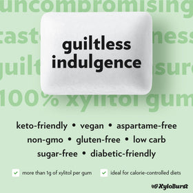 XyloBurst fresh breath visual demonstrates long-lasting mint flavor.