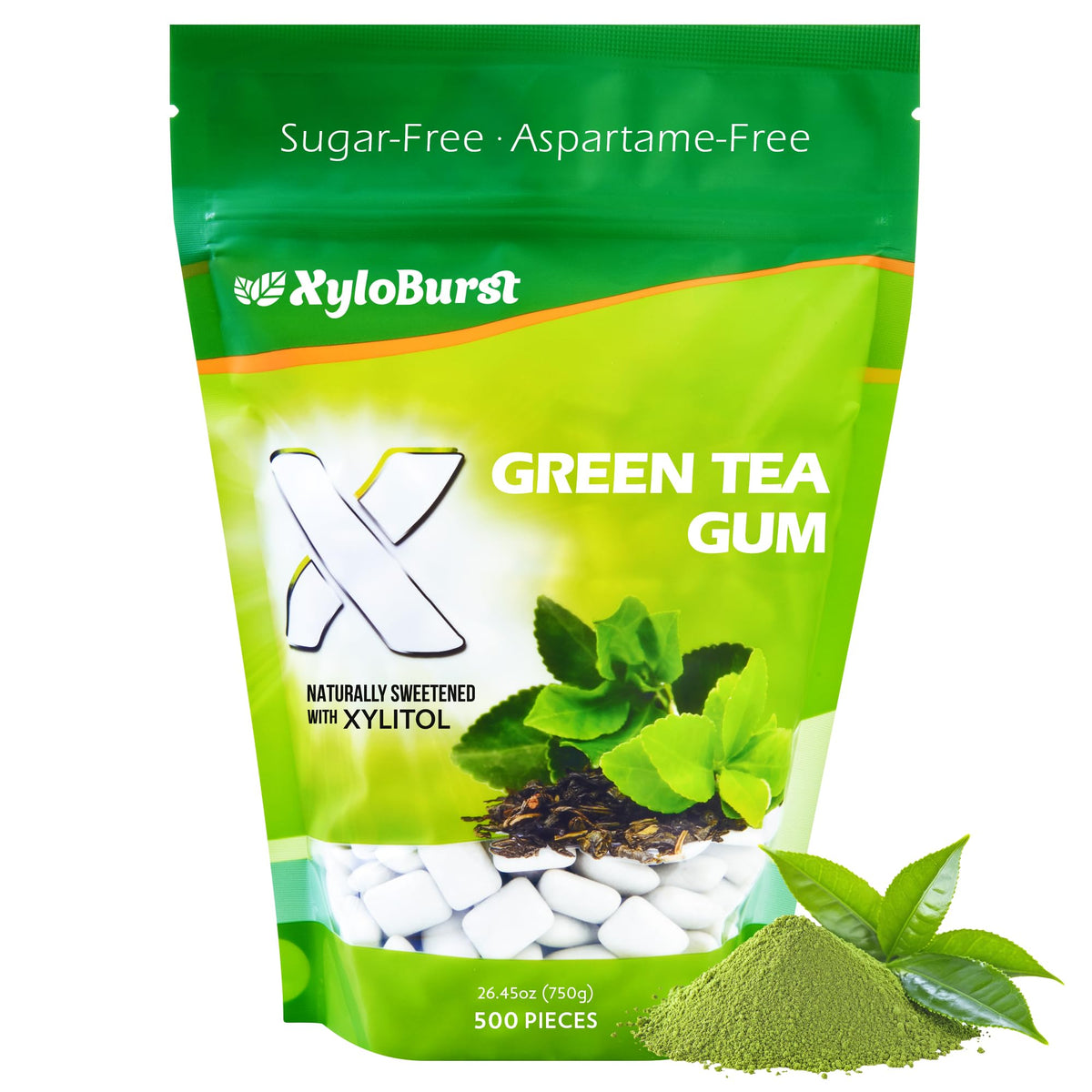 XyloBurst Green Tea gum bag ready for fresh breath on the go