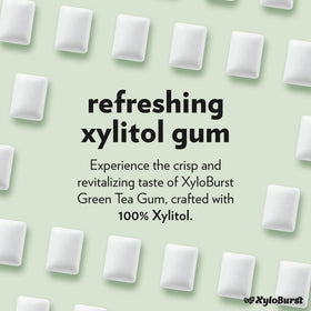 A single XyloBurst Green Tea gum piece with crisp flavor