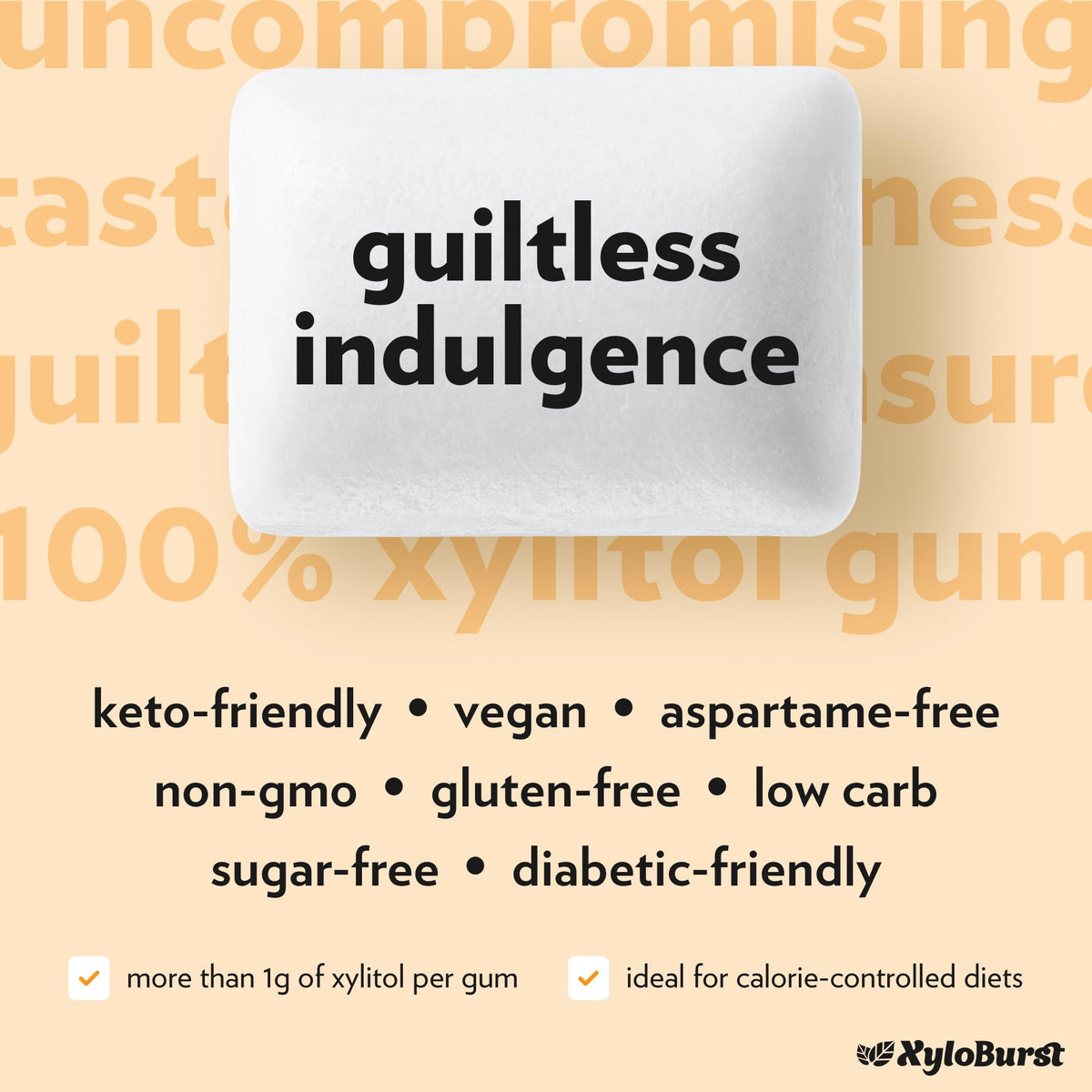 XyloBurst peppermint-flavor gum emphasizes a crisp, refreshing taste.