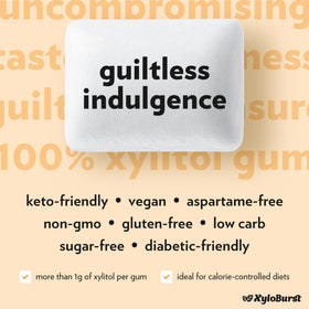 XyloBurst peppermint-flavor gum emphasizes a crisp, refreshing taste.