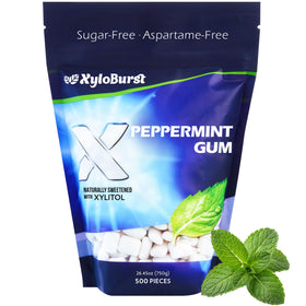 Xyloburst peppermint gum packaging promotes fresh breath on the go.