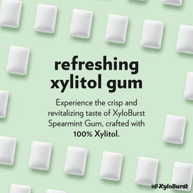 XyloBurst gum piece closeup highlighting xylitol-rich formula for dental support.
