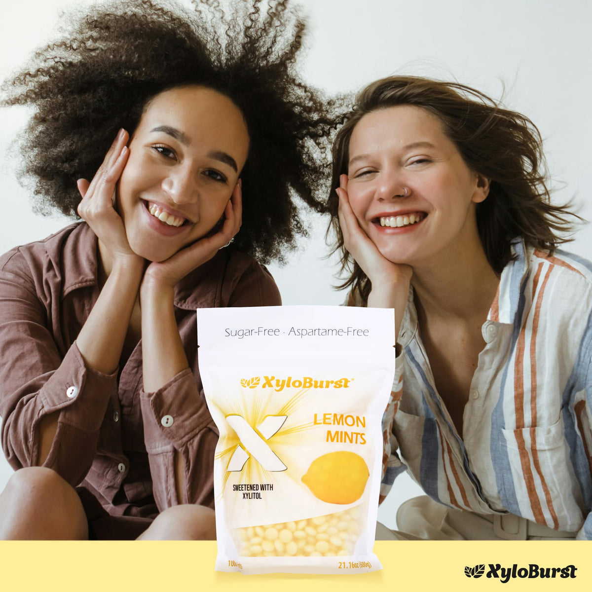 Open Xyloburst Lemon Mints package with bright lemon scent