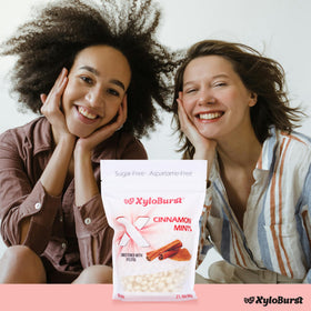 Xyloburst mint packaging highlights gluten-free vegan keto options.