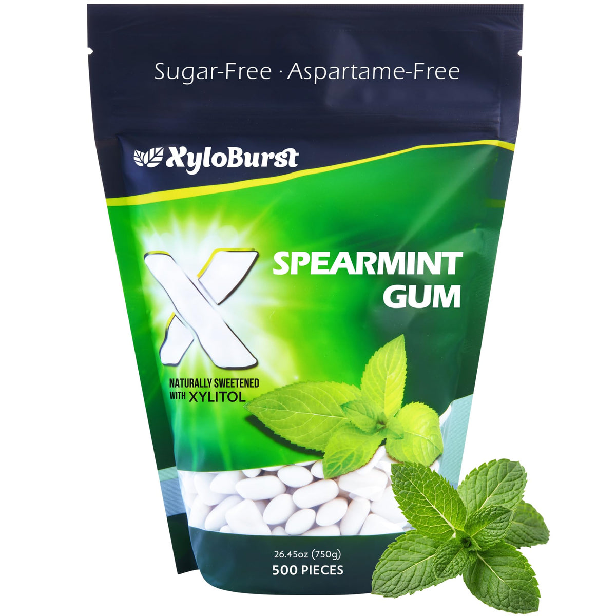 XyloBurst Spearmint gum 500-count bag for convenient daily fresh breath.
