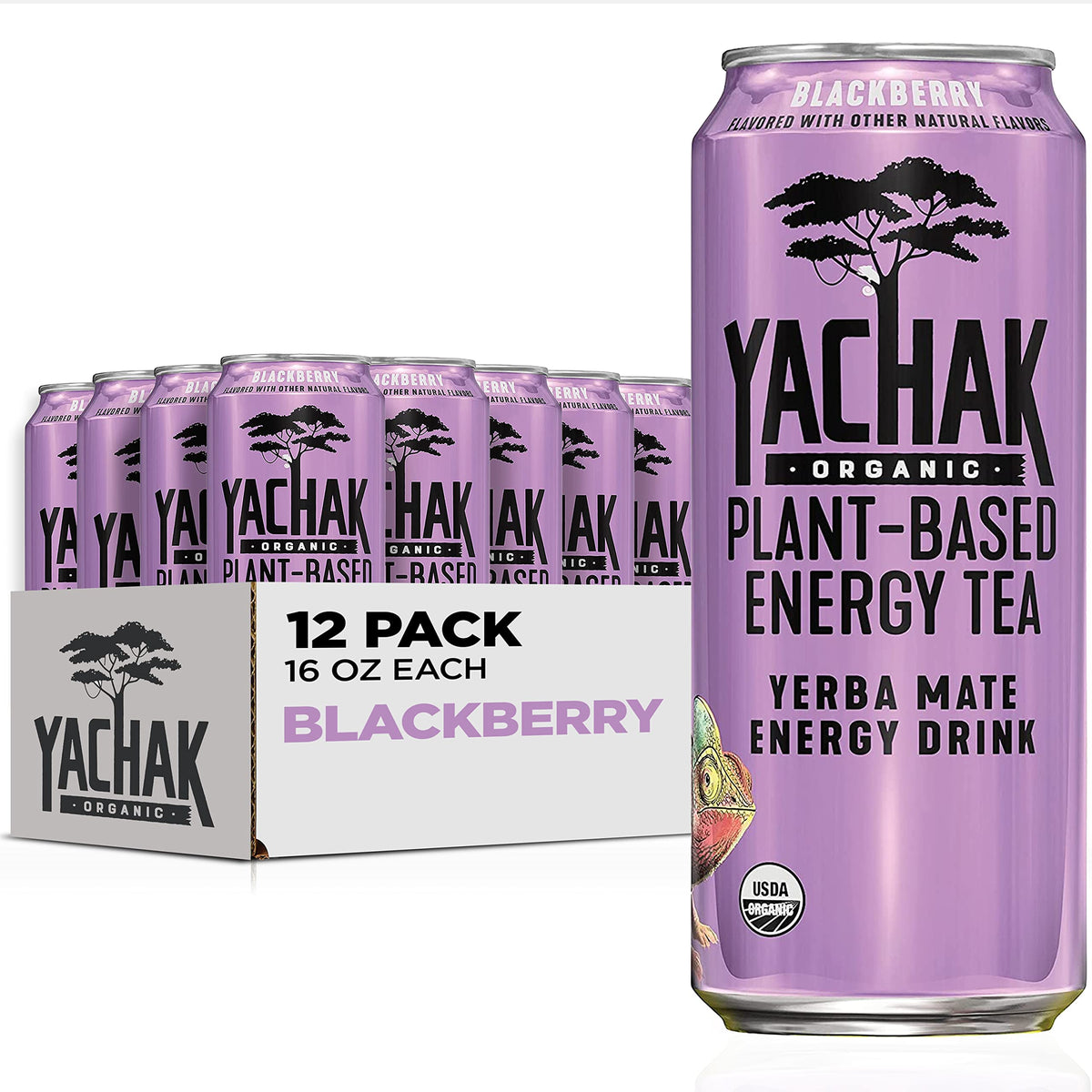 Yachak Blackberry Yerba Mate can with bold aroma for an energizing break.