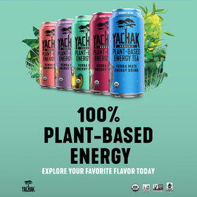 Serving shot with Yachak Berry Blue can suggests quick, flavorful pick-me-up.