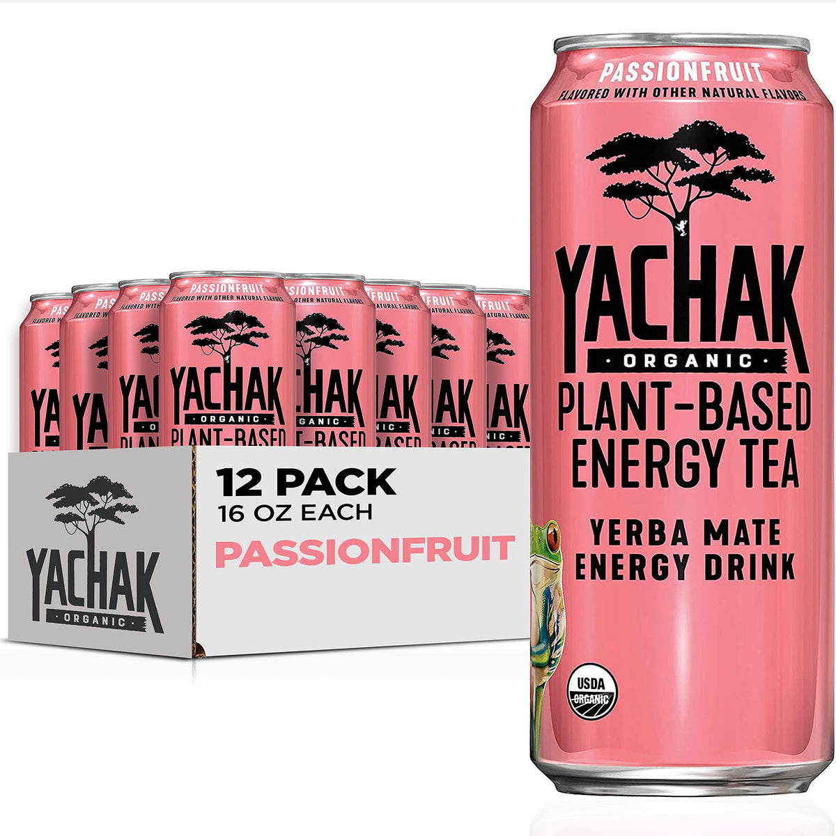Yachak Yerba Mate Passionfruit can on desk for natural energy