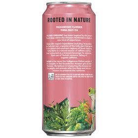 Close-up of Yachak Passionfruit yerba mate can for outdoor focus