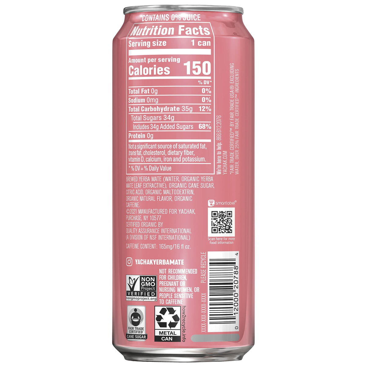 Bright Yachak Passionfruit yerba mate can with bold flavor label