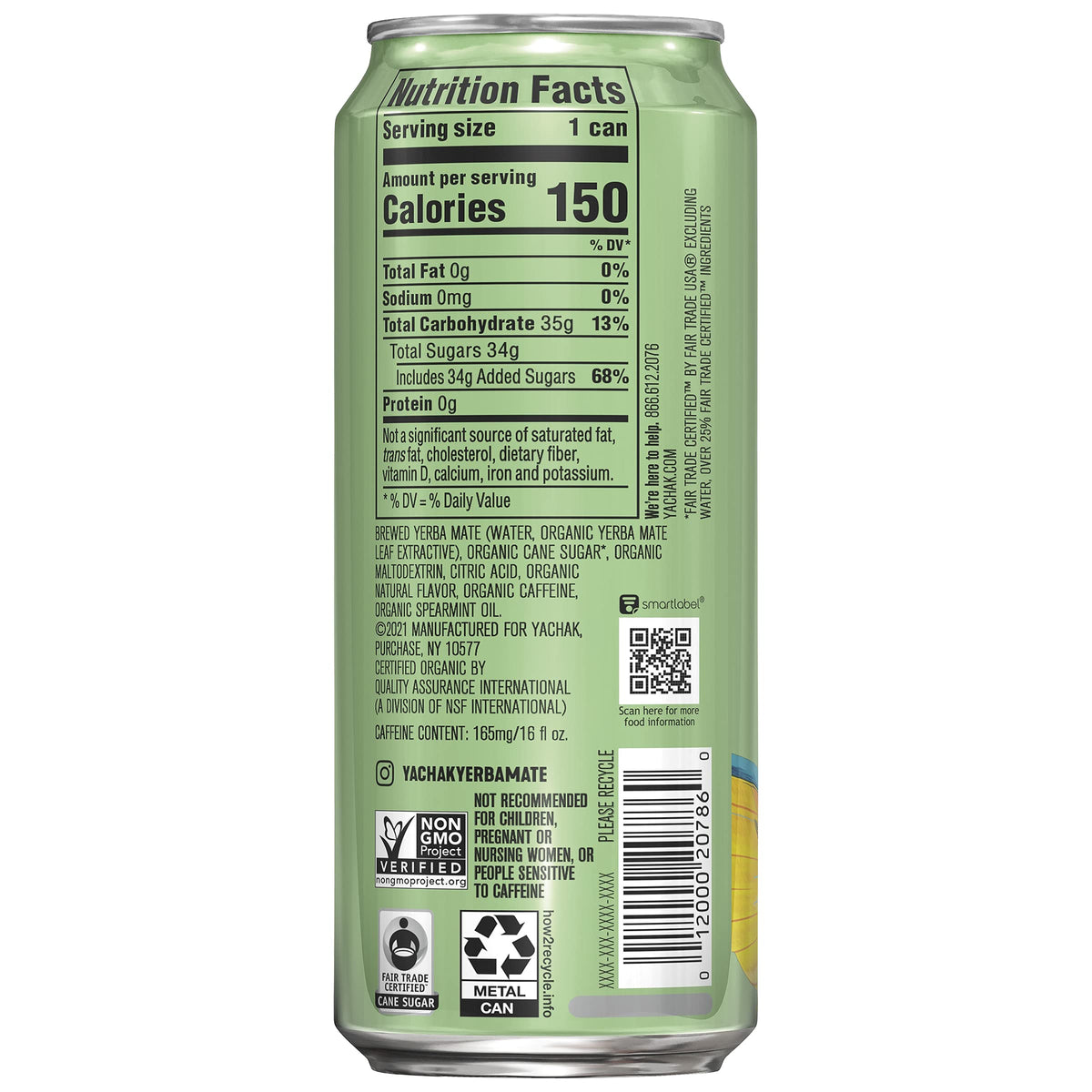 Yachak mint label close-up showing USDA Organic and Non-GMO attributes