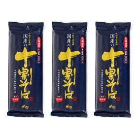Yamamoto Kajino juwari soba 3-pack packaging shows authentic Japanese noodles ready to cook.