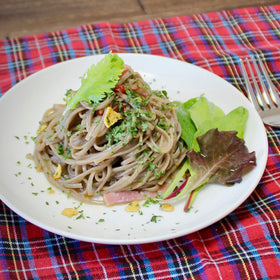 Yamamoto Kajino juwari soba buckwheat ingredients and water emphasize pure composition.