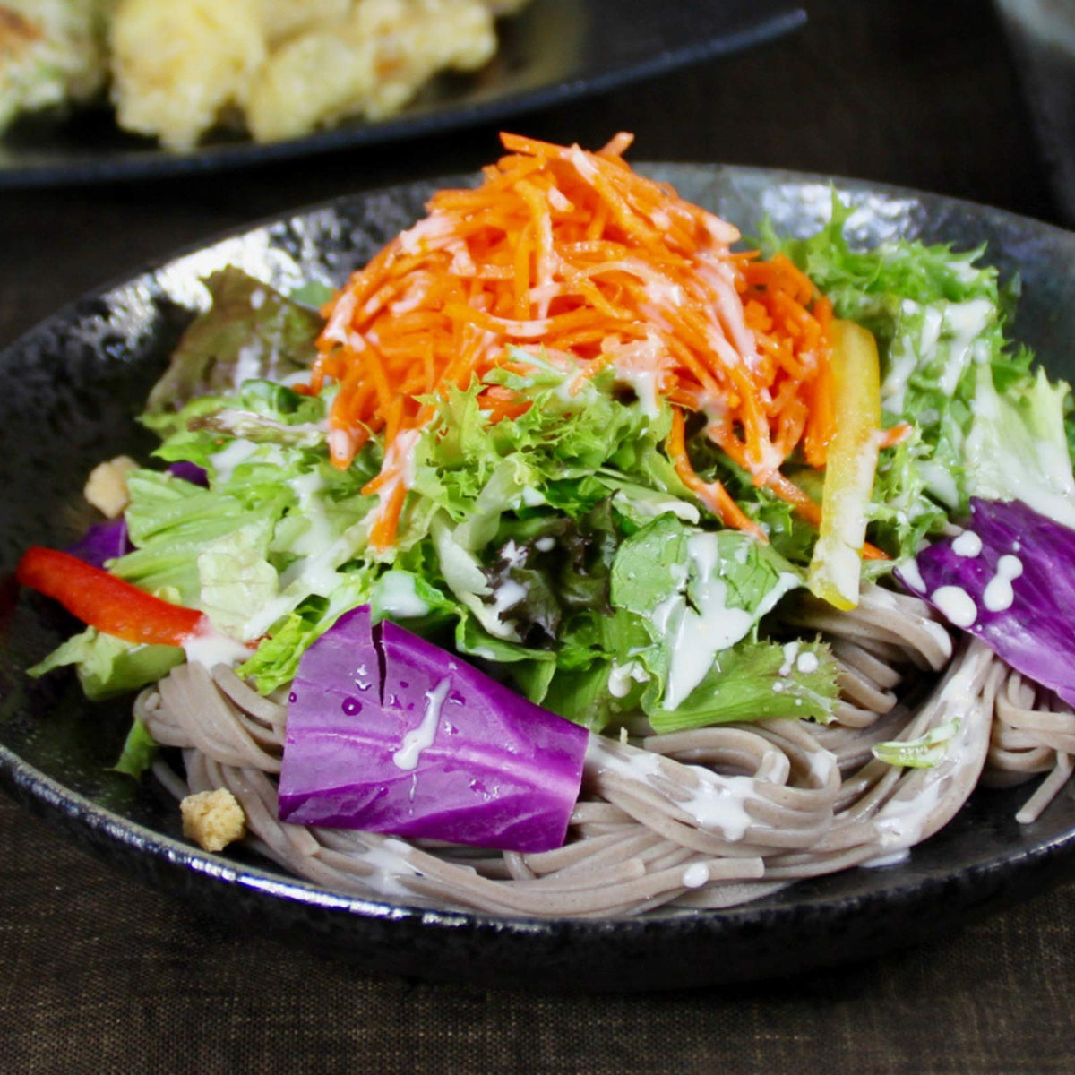 Yamamoto Kajino juwari soba with nori topping for traditional flavor.