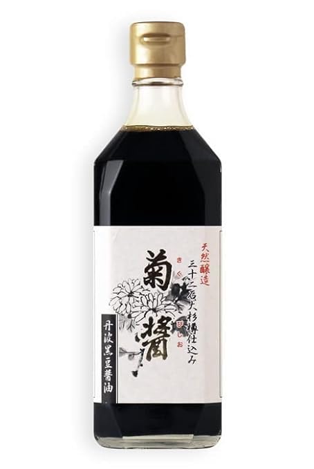 Yamaroku Kiku Bisiho soy sauce bottle glowing, ideal for sushi dipping and umami in recipes.