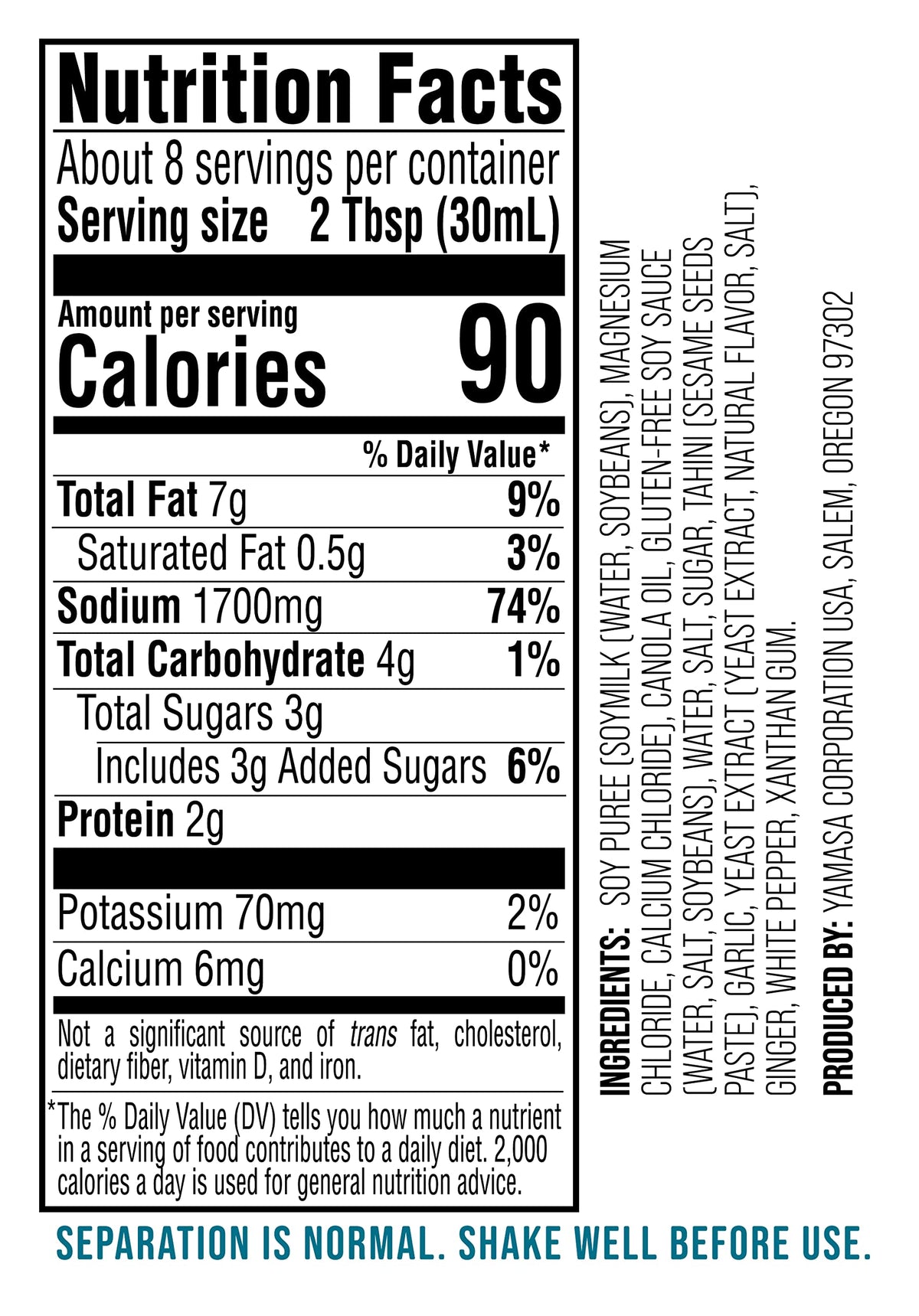 Yamasa gluten-free, non-GMO label on packaging.