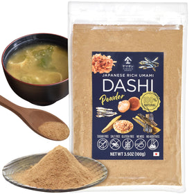 YAMASAN KYOTO UJI dashi powder bottle; natural ingredients for rich umami in meals.