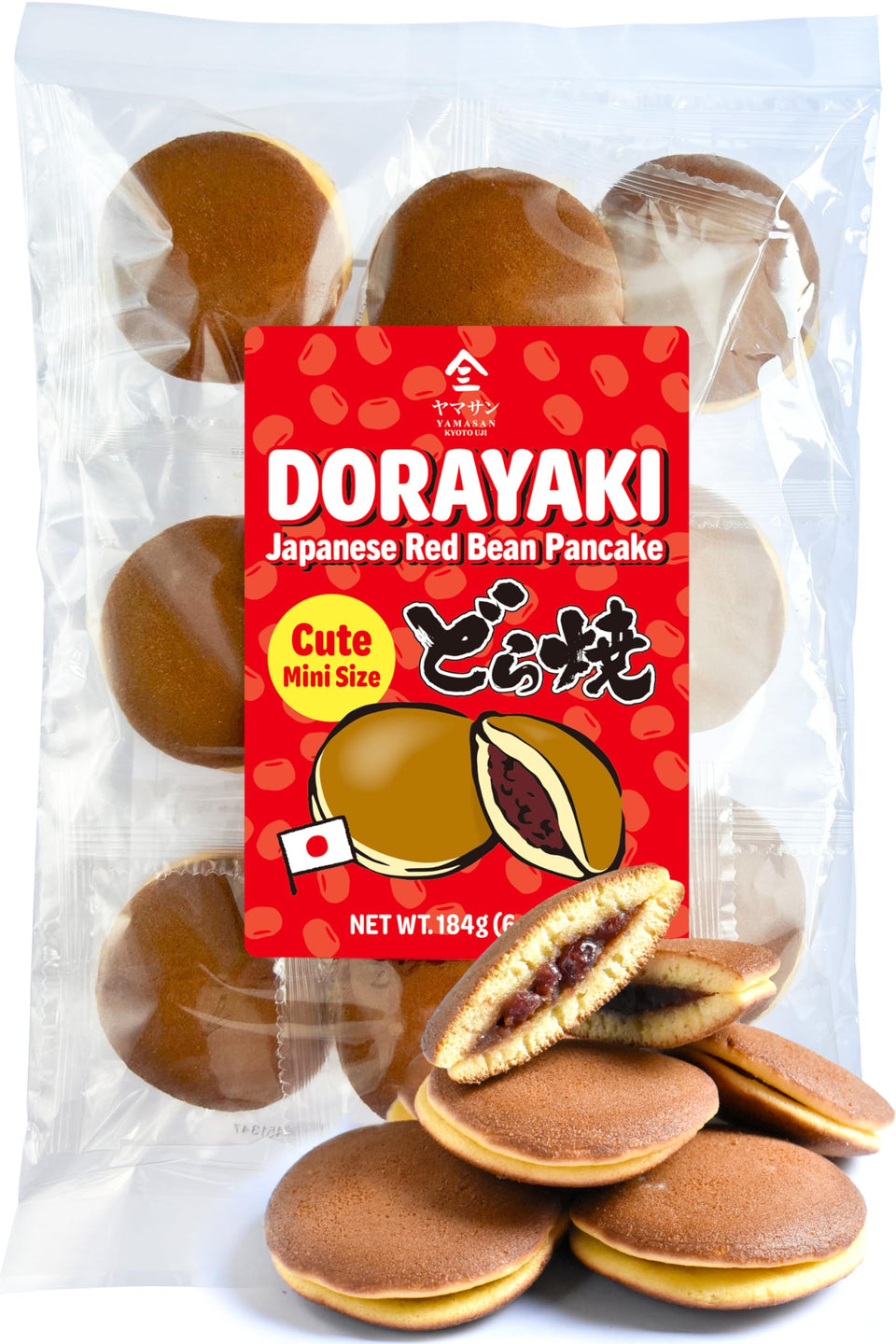 YAMASAN KYOTO UJI dormayaki close-up of pancake and red bean filling, snack-ready