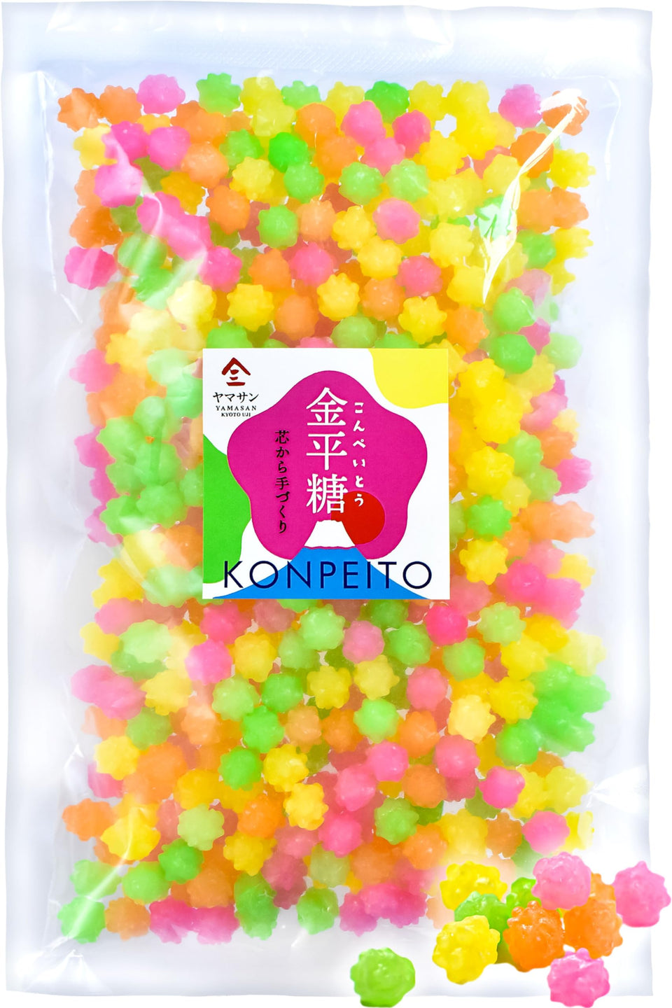 Yamasan Kyoto Uji Konpeito star shaped candies brighten celebrations with festive color.