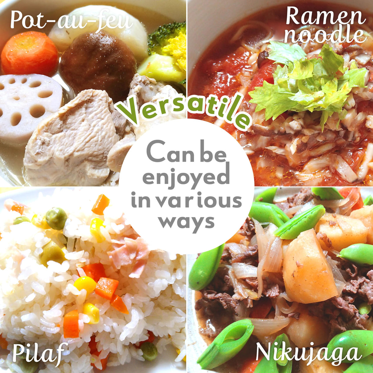 YAMASAN KYOTO UJI open packet reveals colorful vegetable dashi ready for seasoning.