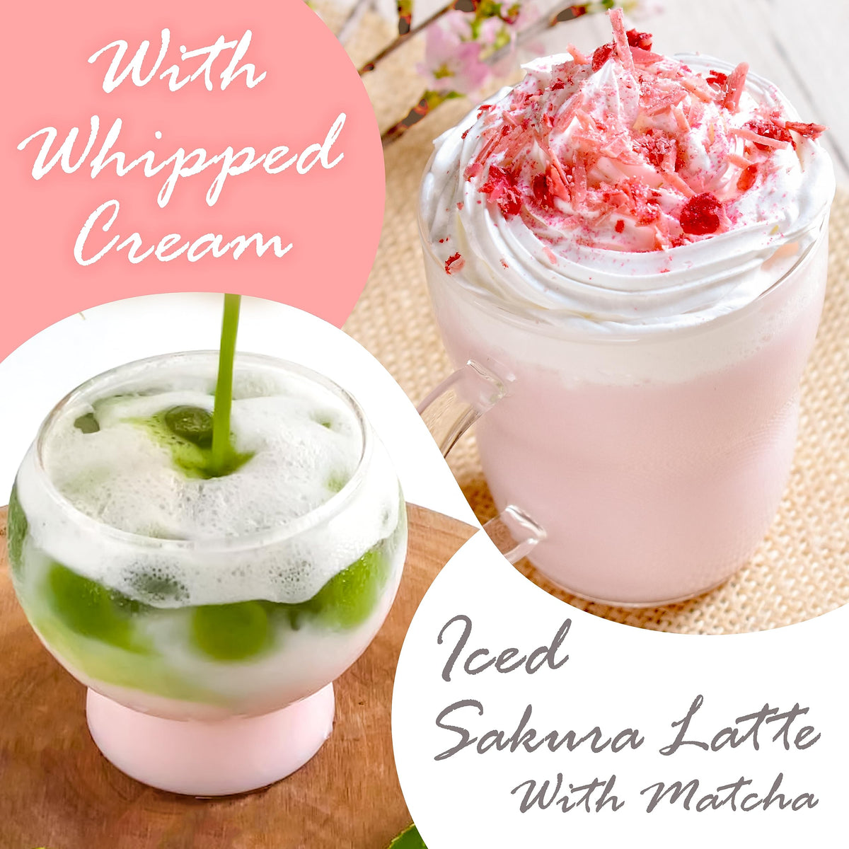 Hot cherry blossom latte steaming in a cup with fragrant aroma