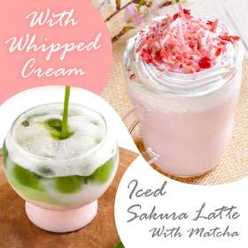Hot cherry blossom latte steaming in a cup with fragrant aroma