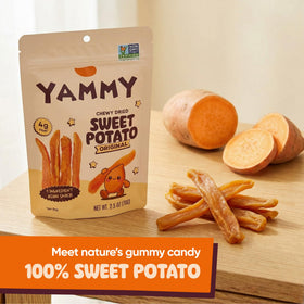 Close-up of Yammy single-ingredient sweet potato snack's natural texture.