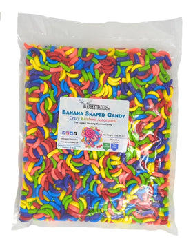 YANKEETRADERS banana-shaped candy in vibrant rainbow colors for party snacking