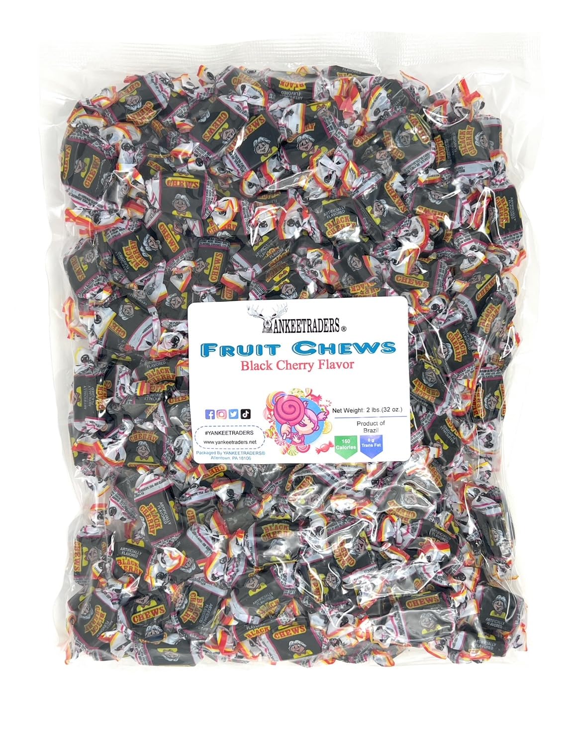 YANKEETRADERS black cherry fruit chews, individually wrapped, convenient on-the-go snack