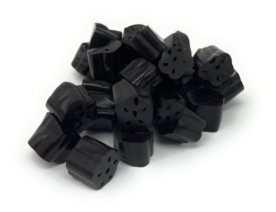 YANKEETRADERS Black Licorice Bites bag, soft and chewy, ideal for snacking on the go.