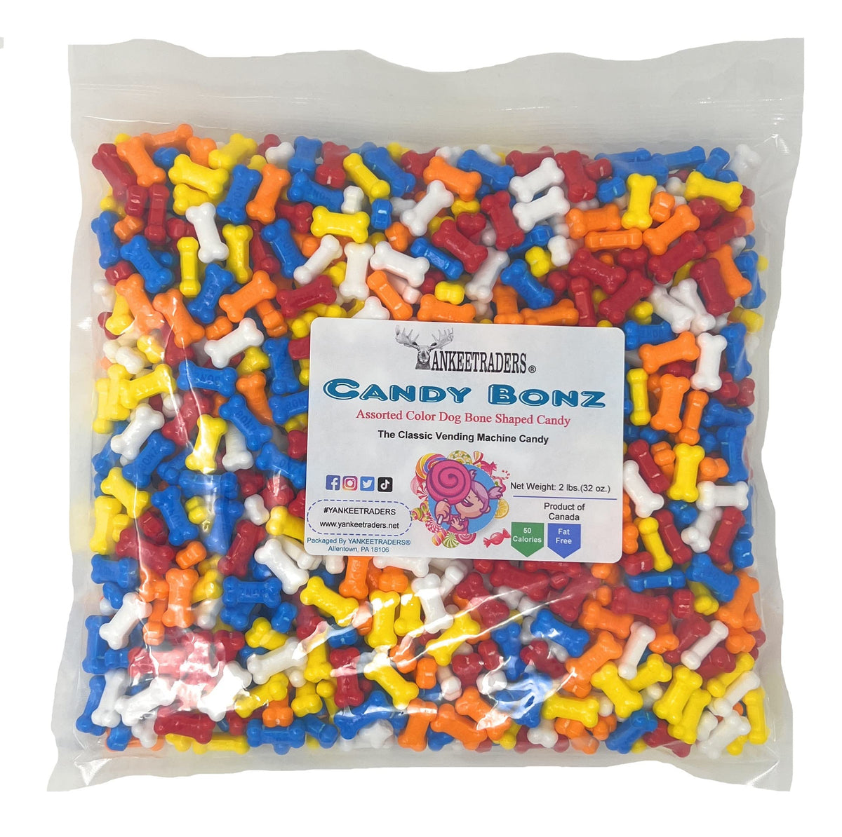 YANKEETRADERS Bonz assorted dog bone candy in colors for tasty snacking and party treats