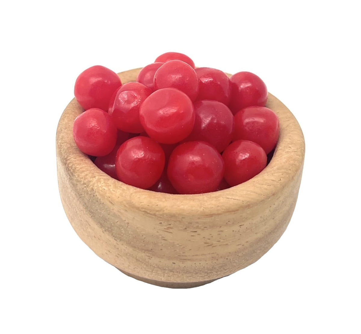 YANKEETRADERS Cherry Chewy Sour Ball Candy close-up, chewy texture and tart flavor.