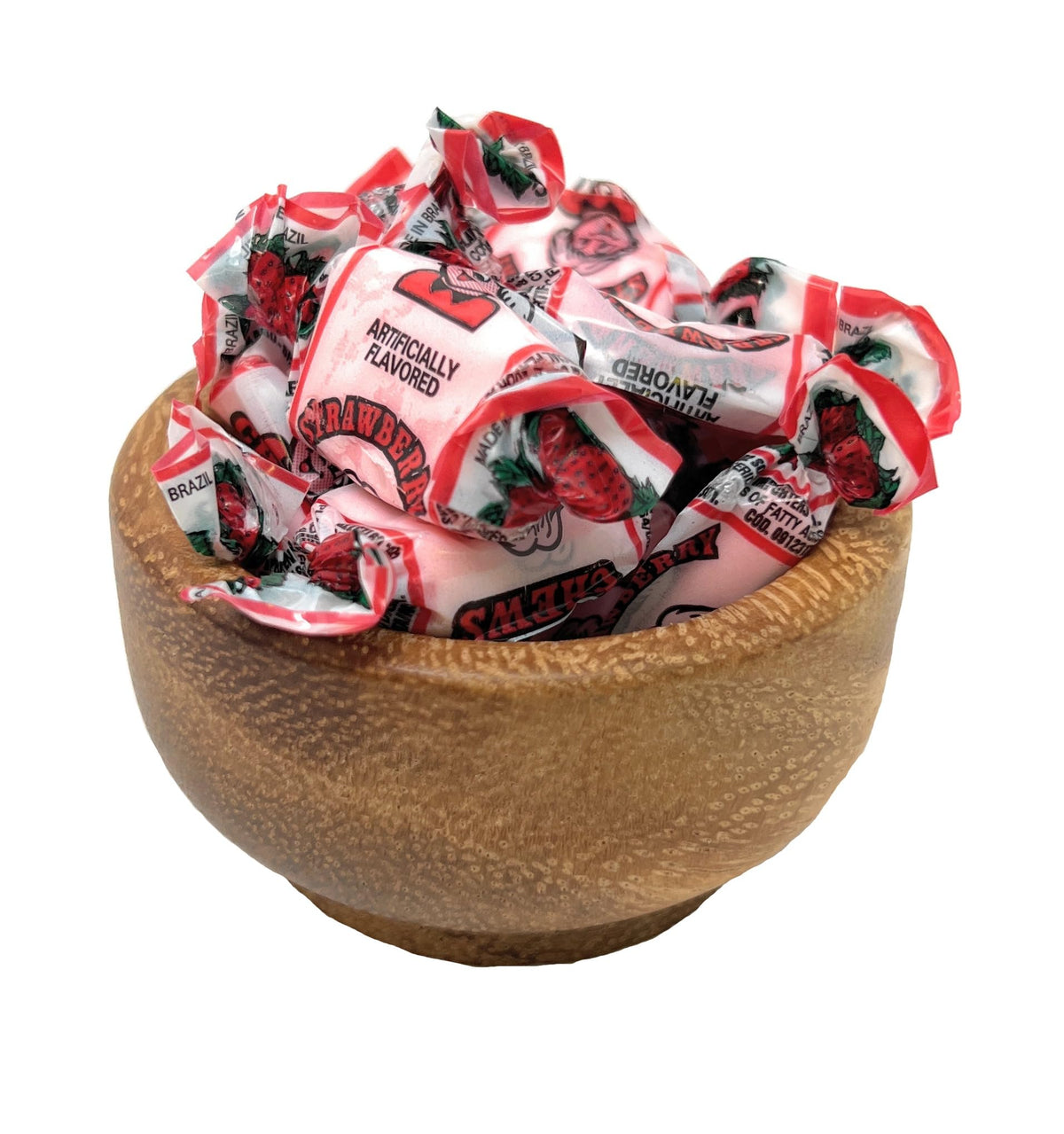YANKEETRADERS strawberry chews serving plate shows bulk treats for parties.