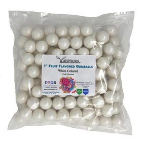 YANKEETRADERS white fruit gumballs close-up, ideal for party displays.