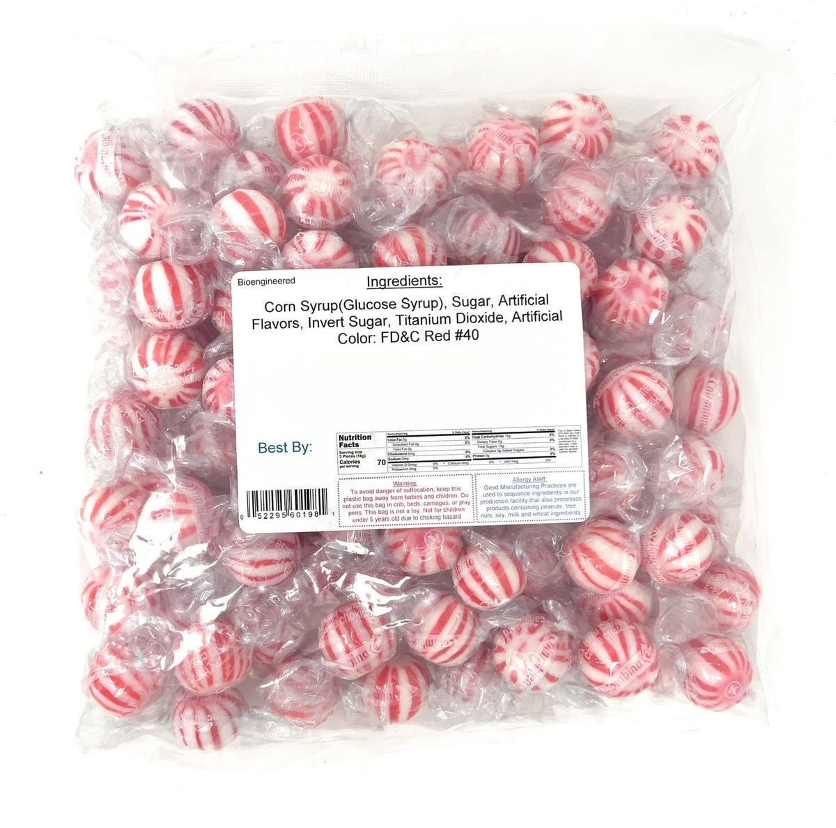 Yankee Traders peppermint striped candy balls in a clear bowl, great as a holiday treat