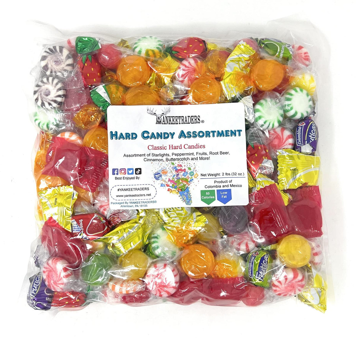 Yankee Traders hard candy assortment in a 2 lb bag, ideal for on-the-go snacking.